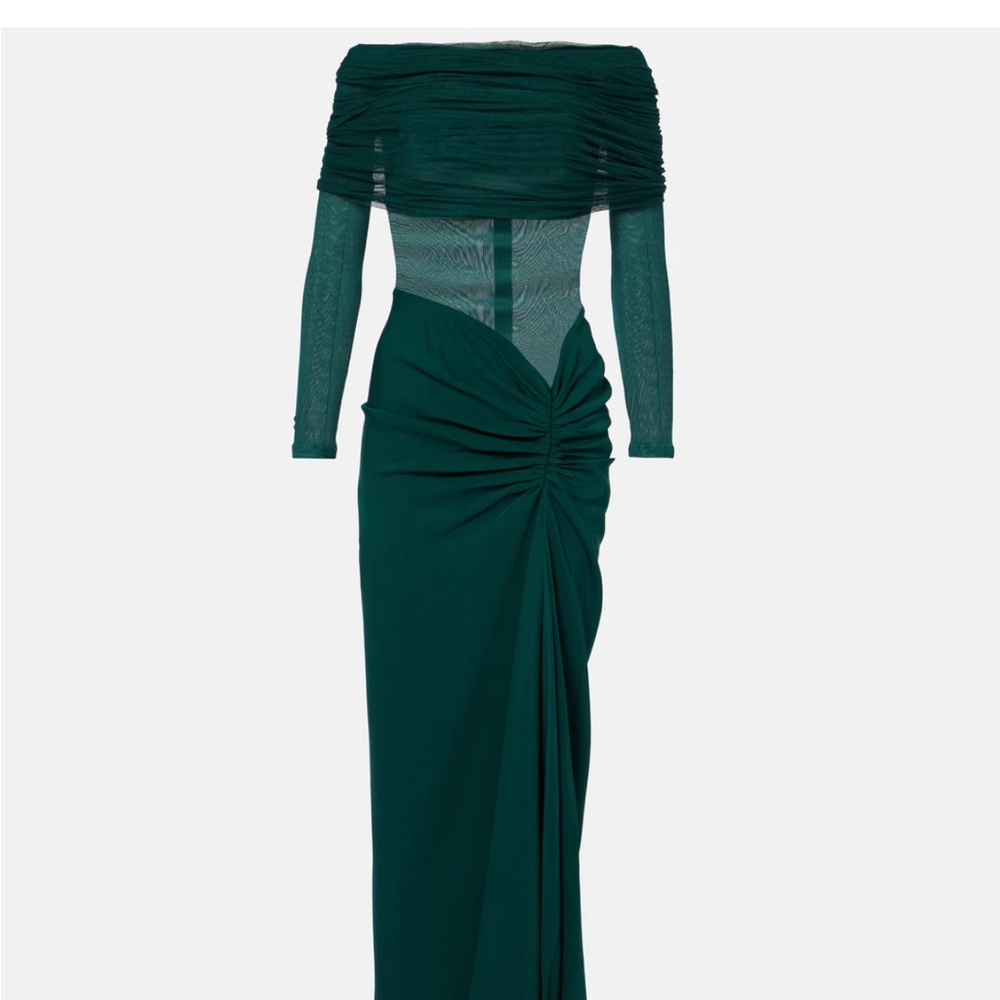 CHRISTOPHER ESBER
Sonora Veiled Long Sleeve Ruched Dress